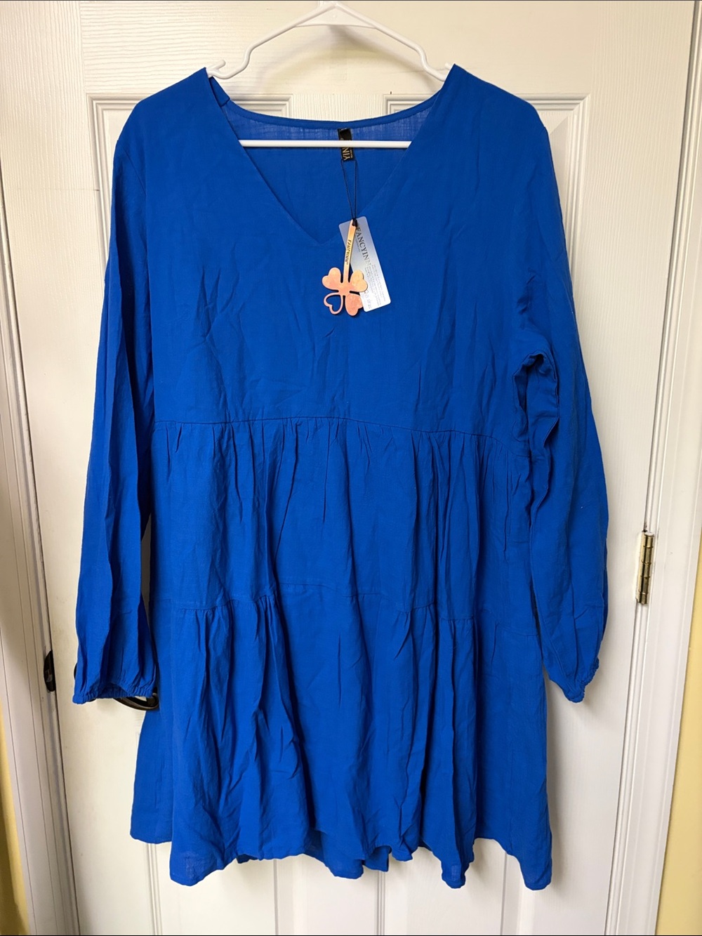 NWT Women's V-Neck Tiered Dress - Royal Blue
